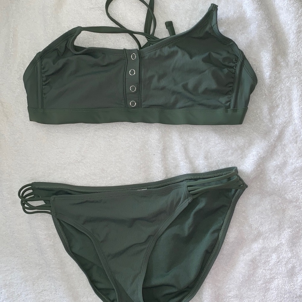 Green Bikini With Button Up Design - image 1